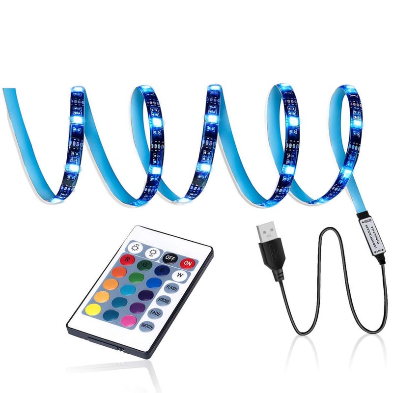 SMY Lighting LED TV Backlight,SMY USB LED Strip Light,RGB Multi-Colour LED Light Strip Kit Waterproof IP65, 60LED with Wireless Remote Controller for TV/PC/Laptop Bias Lighting (6.56Ft) - Image 1